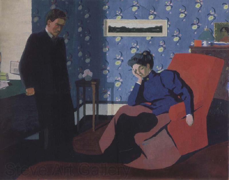 Felix Vallotton Interior with red armchair and figure Norge oil painting art